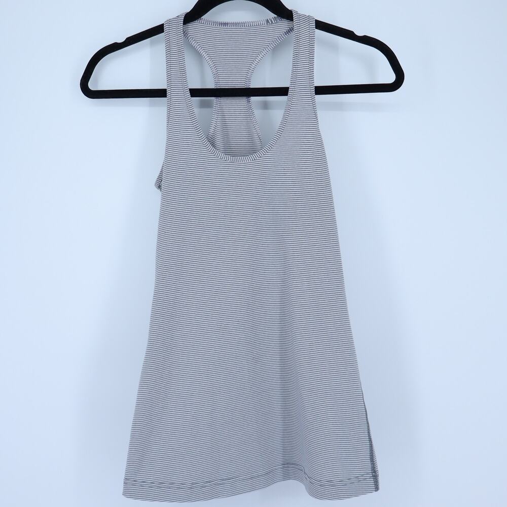 Lululemon Cool Racerback Tank Tonka Stripe Heathered Slate White Women's 4